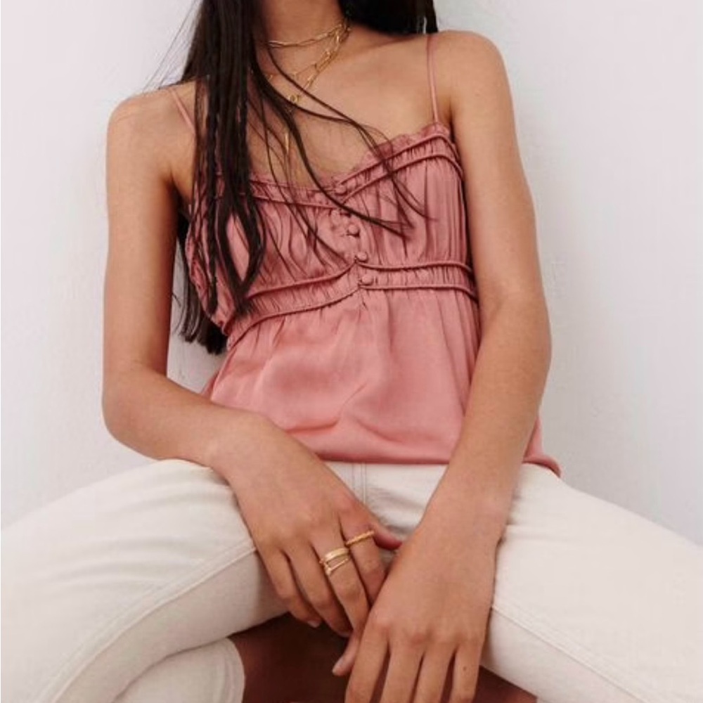 Ba&sh silk tank top in peach